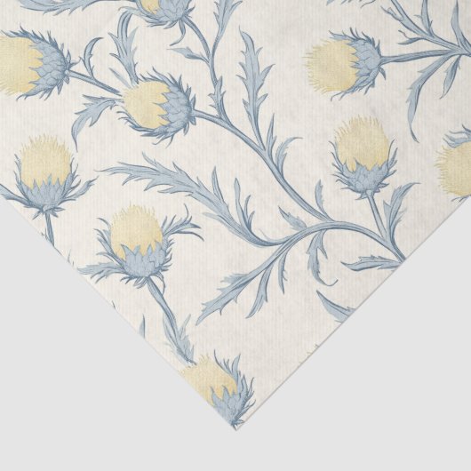 Lemon Blue Thistle Blume Muster Seidenpapier (Detail)