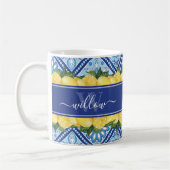 Lemon Blue Tile Backsplasname Monogram Kaffeetasse (Links)