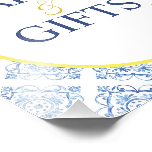 Lemon Blue Tile Brautparty Karten und Geschenke Ze Fotodruck (Ecke)