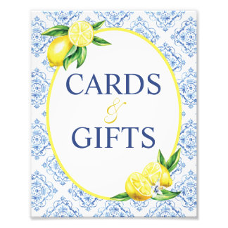 Lemon Blue Tile Brautparty Karten und Geschenke Ze Fotodruck
