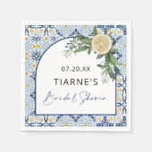 Lemon Blue Tile Custom Citrus Brautparty Serviette (Vorderseite)
