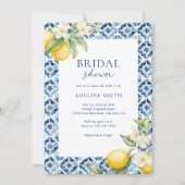 Lemon Blue Tile Italian Summer Brautparty Einladung (Vorderseite)