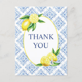 Lemon Blue Tile Italienisch Danke Postcard Postkarte