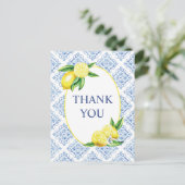 Lemon Blue Tile Italienisch Danke Postcard Postkarte (Stehend Vorderseite)