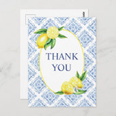 Lemon Blue Tile Italienisch Danke Postcard Postkarte (Vorne/Hinten)
