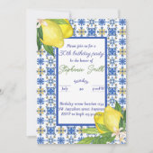 Lemon Blue Tile Mediterranean Geburtstagsaufenthal Einladung (Vorderseite)