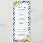 Lemon Blue Tile Mediterranean Wedding Programm (Rückseite)