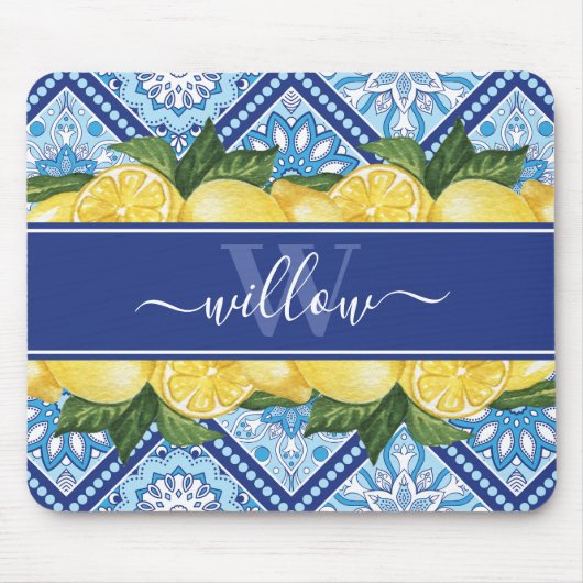 Lemon Blue Tile Mousepad (Vorne)