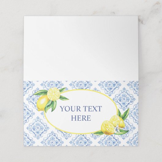 Lemon Blue Tile Platzkarte (Außenseite Aufgefaltet)