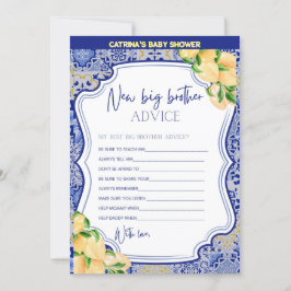 Lemon Blue Tiles Baby Shower - Bearbeitbarer Name, Einladung