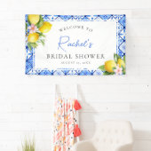 Lemon Blue Tiles Brautparty Begrüßung Banner (Insitu)