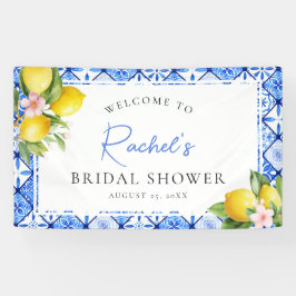 Lemon Blue Tiles Brautparty Begrüßung Banner