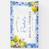 Lemon Blue Tiles Brautparty Begrüßung Banner (Vertikal)