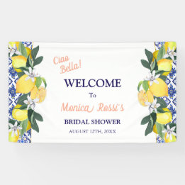 Lemon Blue Tiles Ciao Bella Brautparty Banner