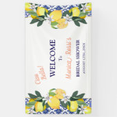 Lemon Blue Tiles Ciao Bella Brautparty Banner (Vertikal)