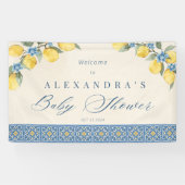 Lemon Blue Tiles Italian Baby Showbanner Banner (Horizontal)