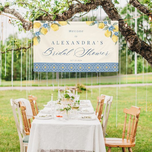 Lemon Blue Tiles italienisches Brautparty Banner