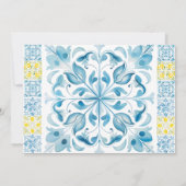 Lemon Blue Tiles Stationery Mitteilungskarte (Rückseite)