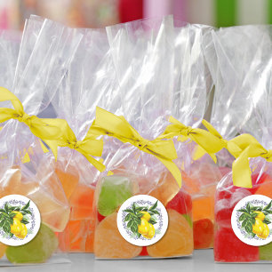 Lemon & Blue Toile Filigree Elegant Runder Aufkleber