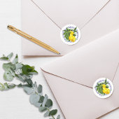 Lemon & Blue Toile Filigree Elegant Runder Aufkleber