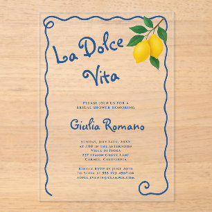 Lemon Blue Whimy Frame La Dolce Vita Brautparty Acryleinladungen