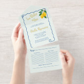 Lemon Blue Whimy Frame La Dolce Vita Brautparty All-in-One-Einladung (Abreißstreifen)