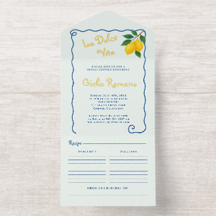 Lemon Blue Whimy Frame La Dolce Vita Brautparty All-in-One-Einladung