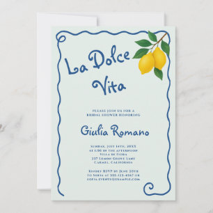 Lemon Blue Whimy Frame La Dolce Vita Brautparty Einladung