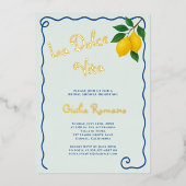 Lemon Blue Whimy Frame La Dolce Vita Brautparty Folieneinladung (Vorderseite)