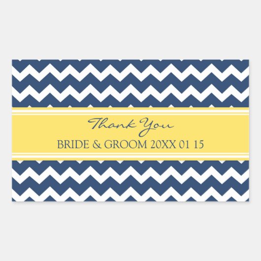Lemon Blue Zickzack Danke Ihnen Gastgeschenk Hochz Rechteckiger Aufkleber (Vorderseite)