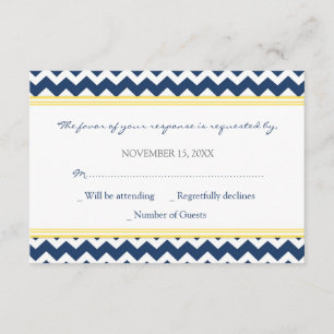 Lemon Blue Zickzack UAWG Wedding Card RSVP Karte