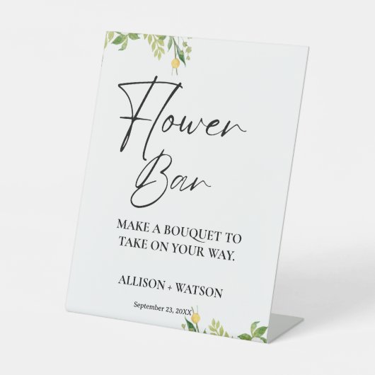 Lemon Blume Bar signieren Brautparty Blume Zeichen Sockelschild (Vorderseite)