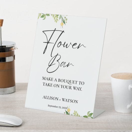 Lemon Blume Bar signieren Brautparty Blume Zeichen Sockelschild (In SItu)