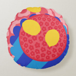 Lemon Blume Plate Rundes Kissen