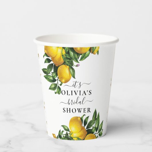 Lemon Boho Brautparty Paper Cups Pappbecher (Rückseite)