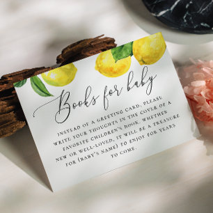 Lemon Books for Baby. Citrus Botanical Baby Dusche Begleitkarte