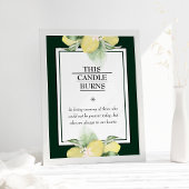 Lemon Border Emerald Green This Candle Burns Poster