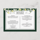 Lemon Border Emerald Green Wedding Details Begleitkarte (Vorderseite)