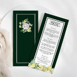 Lemon Border Emerald Green Wedding Flat Menükarte<br><div class="desc">Dieses Lemon Border Emerald Green Wedding Flat Menu ist eine geniale Wahl, um eine elegante und schöne Ästhetik für Ihre Hochzeit oder andere besondere Anlass zu schaffen. Klassisches Weiß mit ausgeklügelter Schwarztypografie und schicken Kalligraphie-Sets, ein Ton des modernen und dennoch traditionellen Stils. Dunkelgrüne Ränder und Hintergründe fügen eine polierte Ästhetik...</div>