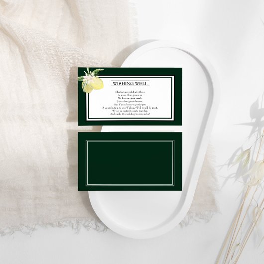 Lemon Border Emerald Green Wedding wünscht gute Ho Begleitkarte