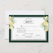 Lemon Border Floral Emerald Green Menü Auswahl UAW RSVP Karte (Vorderseite)