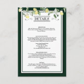 Lemon Border Floral Emerald Green Wedding Details Begleitkarte (Vorderseite)
