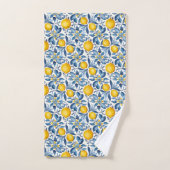 Lemon Botanical Blue and Yellow Summer Print Badhandtuch Set (Handtuch)