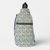 Lemon Botanical Blue and Yellow Summer Print Crossbody Bag (Vorderseite)
