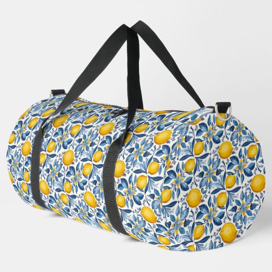 Lemon Botanical Blue and Yellow Summer Print Duffle Bag (Linke Ecke)