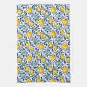 Lemon Botanical Blue and Yellow Summer Print Geschirrtuch (Vertikal)