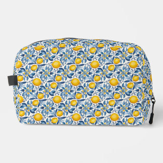 Lemon Botanical Blue and Yellow Summer Print Waschbeutel