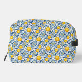 Lemon Botanical Blue and Yellow Summer Print Waschbeutel (Rückseite)