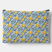 Lemon Botanical Blue and Yellow Summer Print Zubehörtasche (Vorderseite)