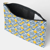 Lemon Botanical Blue and Yellow Summer Print Zubehörtasche (Offen)